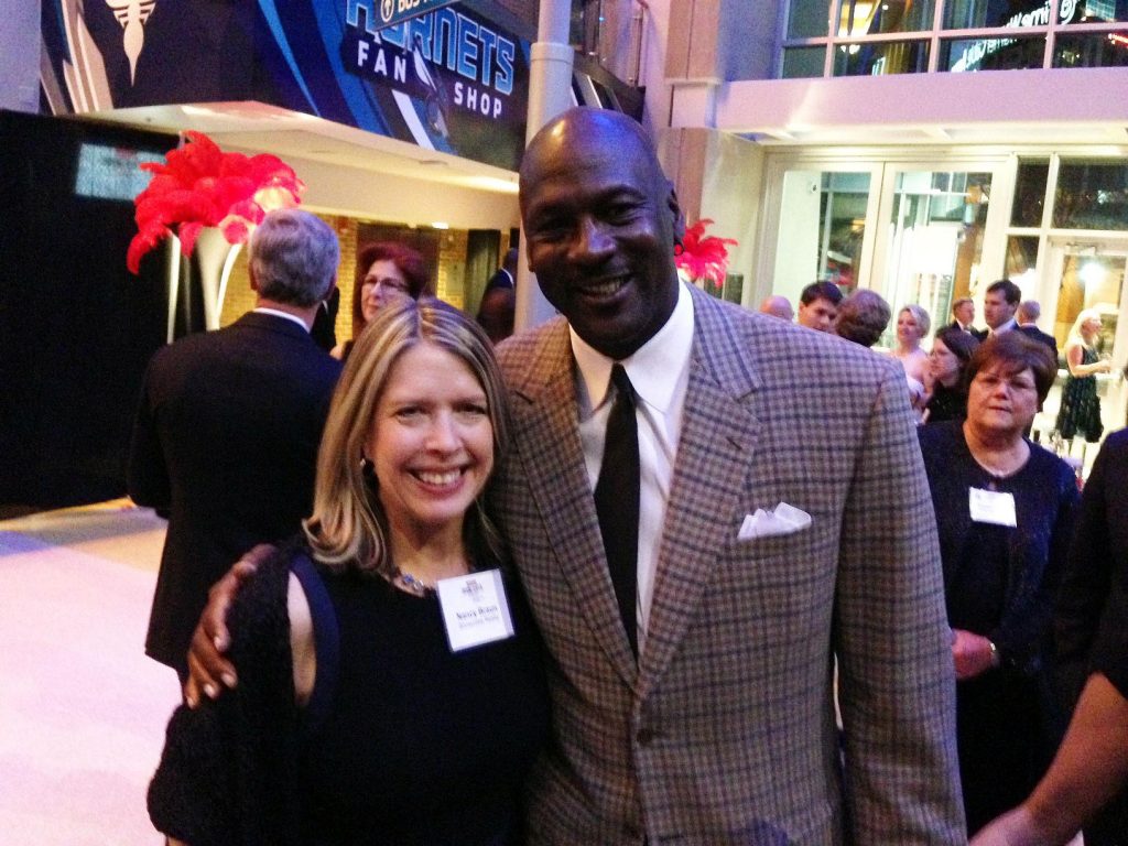 Charlotte NC real estate agent Nancy Braun meets Michael Jordan