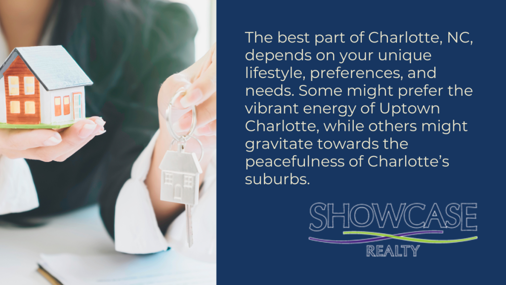 Highlighting the variety in Charlotte, NC's real estate offerings, catering to diverse preferences, from the energetic appeal of Uptown to the tranquility of suburban homes.