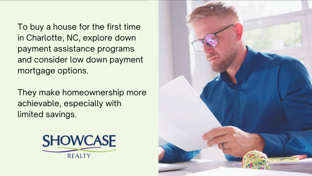 Gain valuable insights for first-time homebuyers in Charlotte North Carolina, including down payment assistance and low down payment mortgage options, with Showcase Realty.