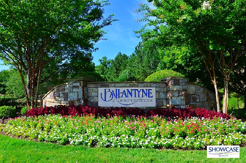 Ballantyne Country Club Entrance Ballantyne Charlotte NC Welcoming entrance sign of Ballantyne Country Club in the Ballantyne Charlotte NC community, surrounded by vibrant flowers and lush greenery. A sought-after destination for luxury living and community amenities in Charlotte NC. Showcase Realty Ballantyne South Charlotte presents top real estate listings in this prestigious neighborhood.